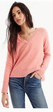 J.Crew Supersoft Alpaca Blend V-Neck Sweater Pink Long Sleeve Size Sz M